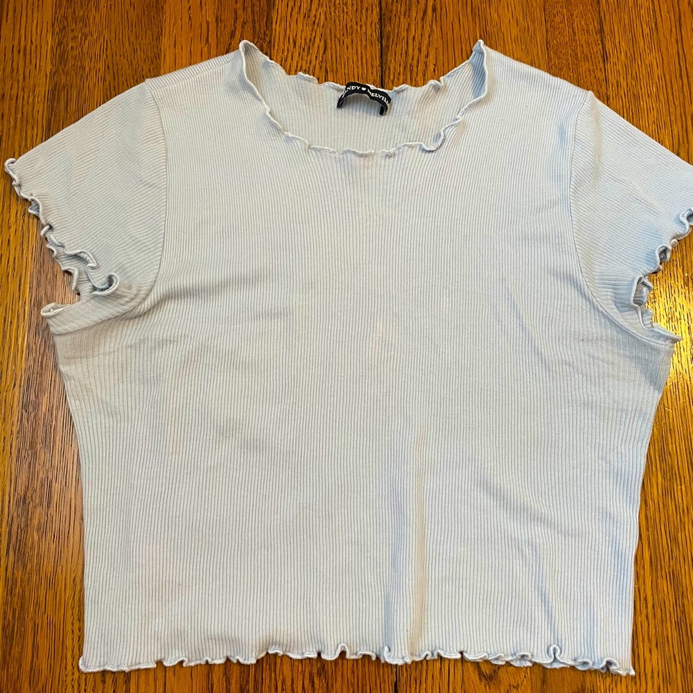 Brandy melville lettuce hem cropped t-shirt.